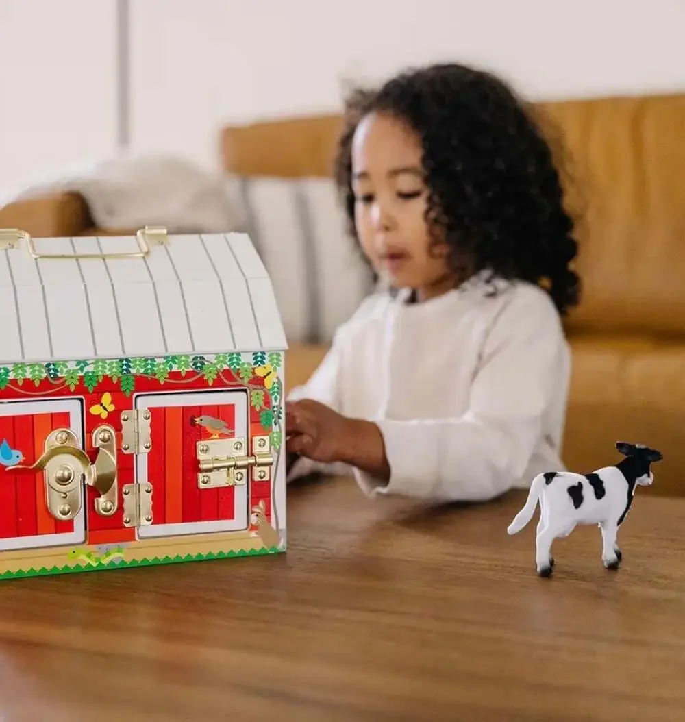 Melissa & Doug Latches Barn Wooden Activity Toy with 4 Animal Figures‎